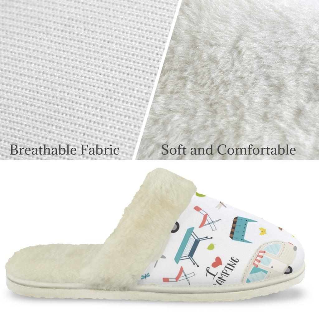 Camping Life Men's Fur Trim Thick-Sole Indoor Slippers Men's Fur Trimmed Slippers Printed Offshore