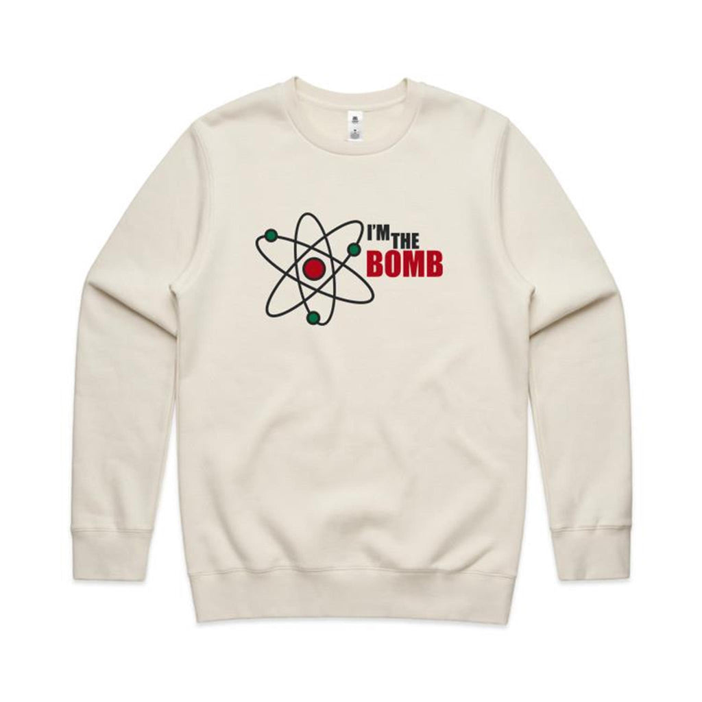 I'm The Bomb, Atom - AS Colour Stencil Crew Sweatshirt Ecru Sweatshirt Printed In Australia Science