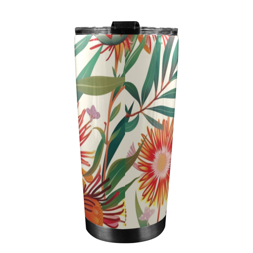 Native Flora - 20oz Mobile Tumbler with Lid (Black Lock) 20oz Travel Mug Plants Printed Offshore