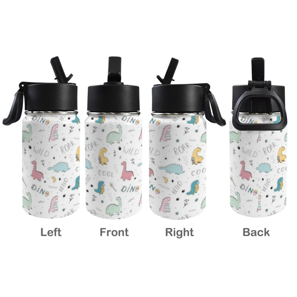 Quirky Dinosaurs 12oz Kids Water Bottle with Straw Lid