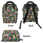 Bright Floral And Leaves Multi-Function Backpack, Nappy / Diaper Bag Multi-function Backpack, Nappy / Diaper Bag Plants Printed Offshore