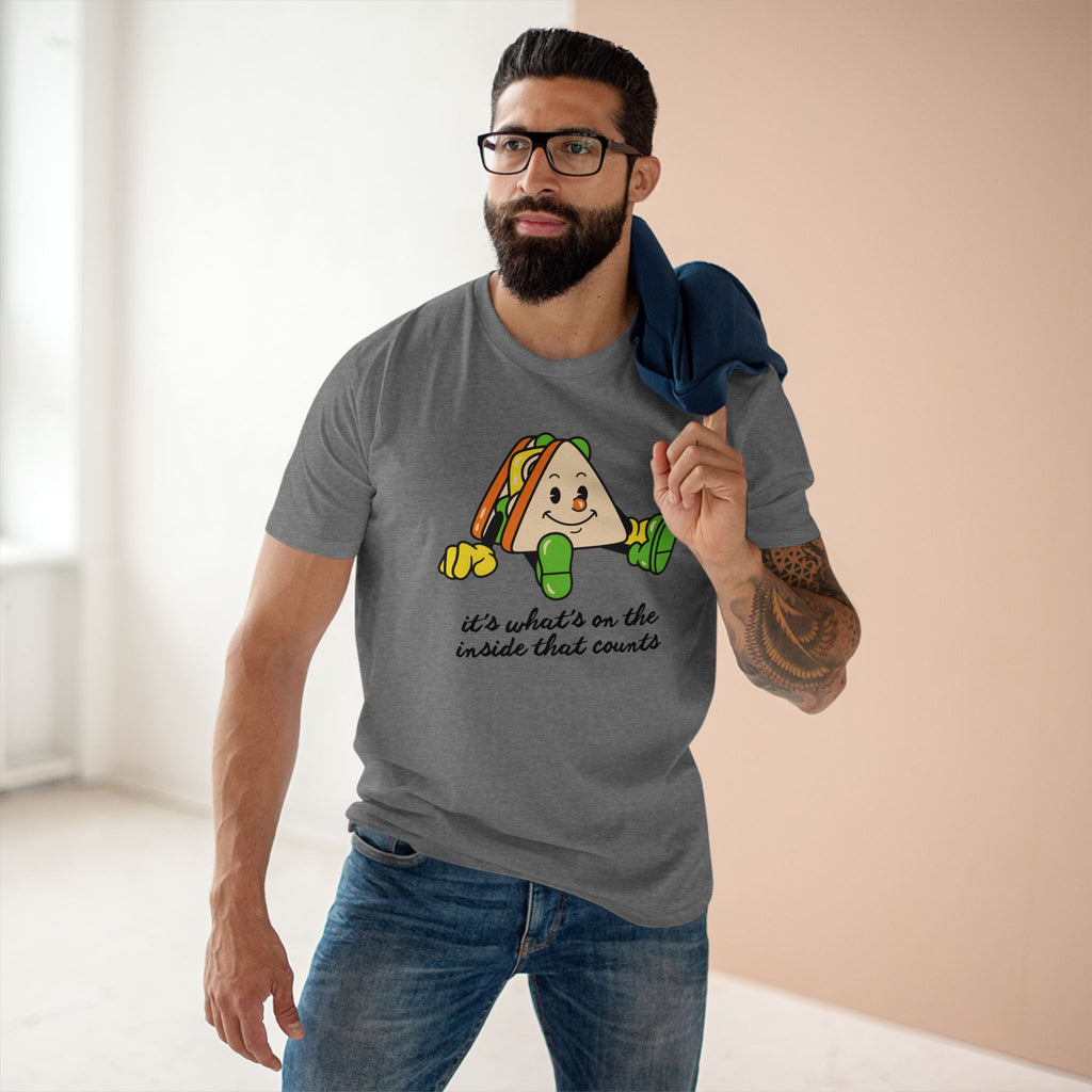 Sandwich, It's What's On The Inside That Counts - Men's Staple Tee Athletic Heather Mens Premium T-Shirt Food Printed in AU and US