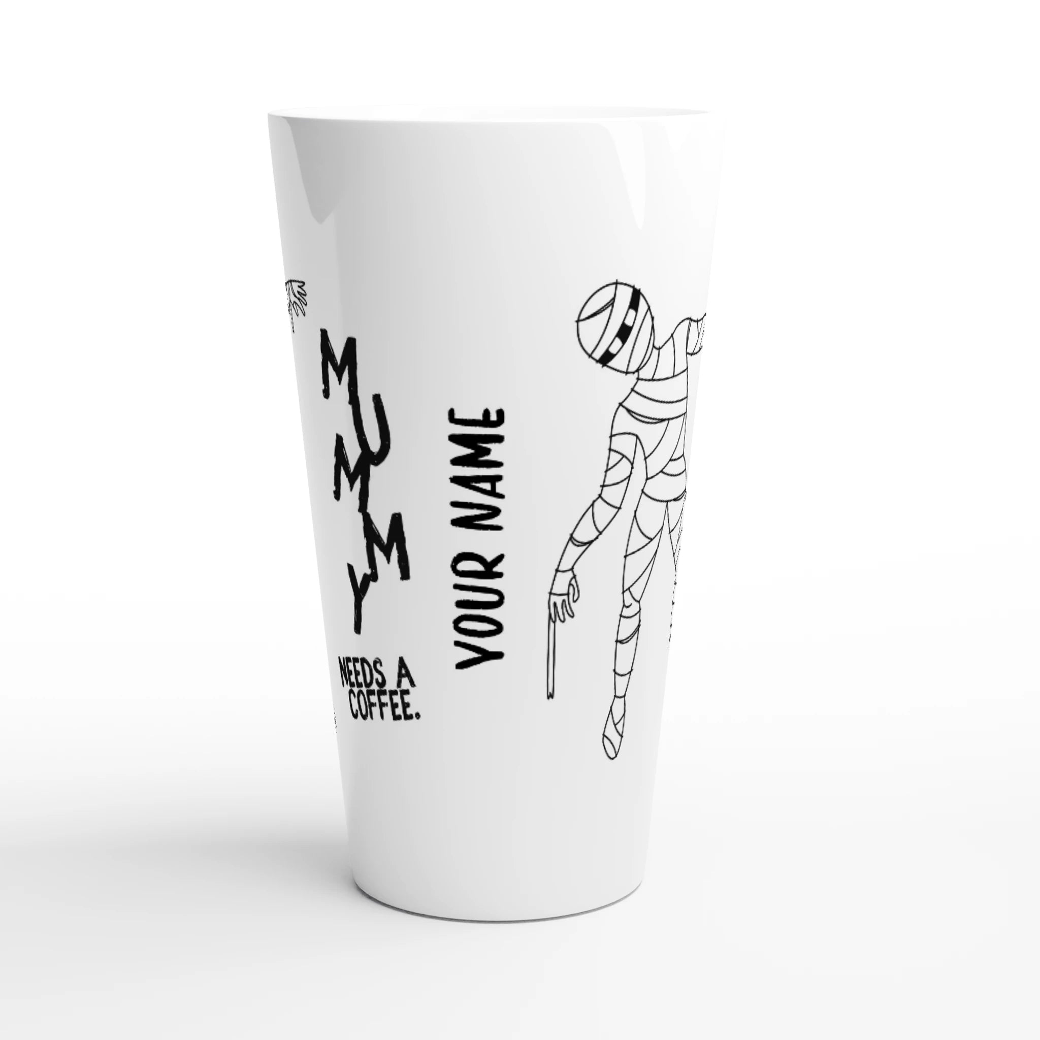 Personalised - Mummy Needs A Coffee - White Latte 17oz Ceramic Mug Personalised Latte Mug Globally Fulfilled Mum