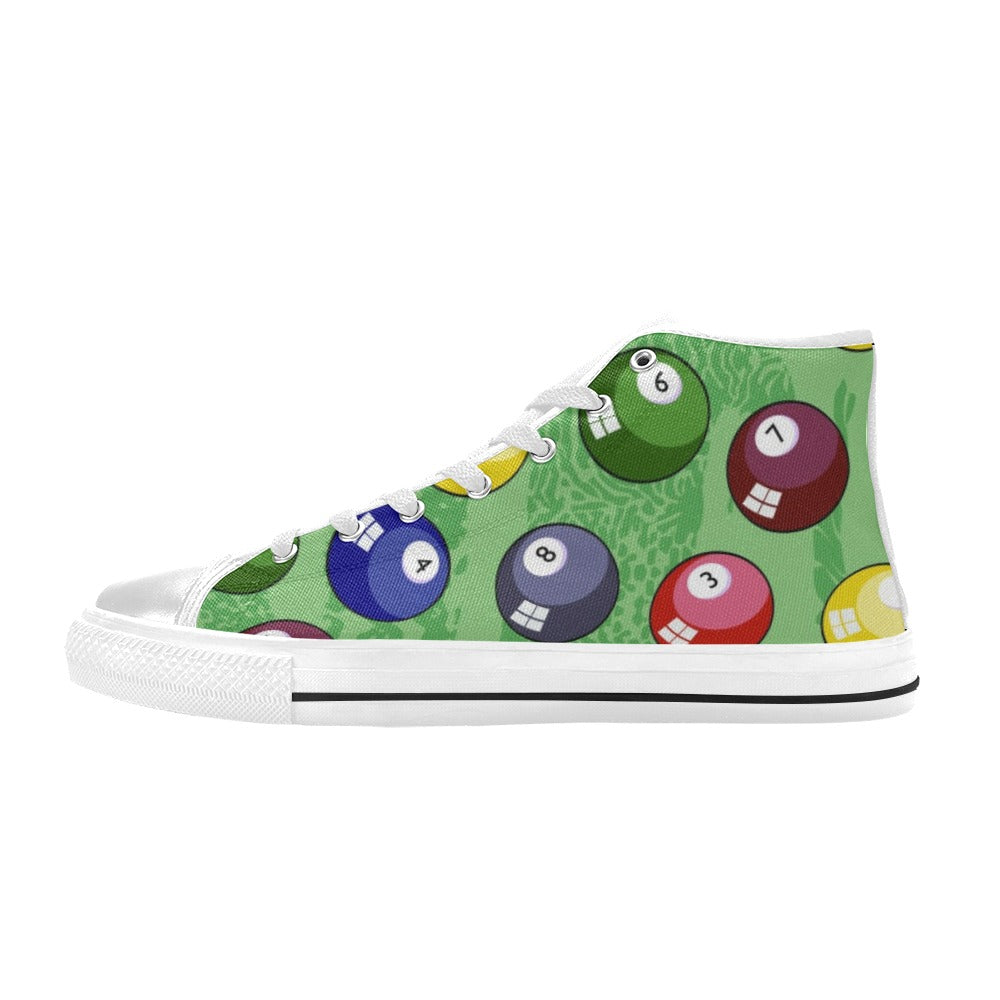 Pool Balls - Kids High Top Canvas Shoes
