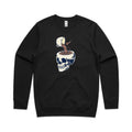 Coffee Skull AS Colour Stencil Crew Sweatshirt Unisex Black Sweatshirt Coffee Printed In Australia