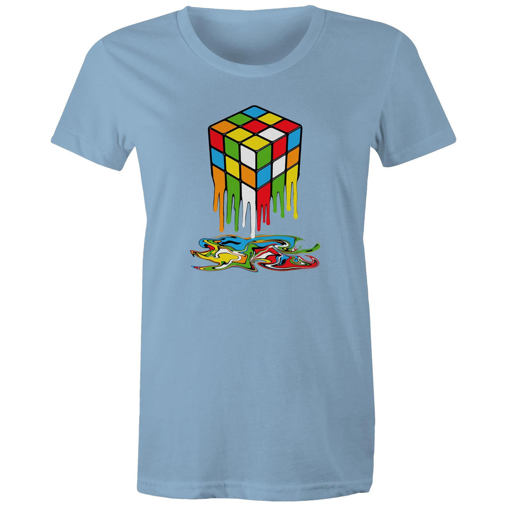 Melting Game Cube - Womens T-shirt Carolina Blue Womens T-shirt Games