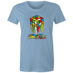 Melting Game Cube - Womens T-shirt Carolina Blue Womens T-shirt Games