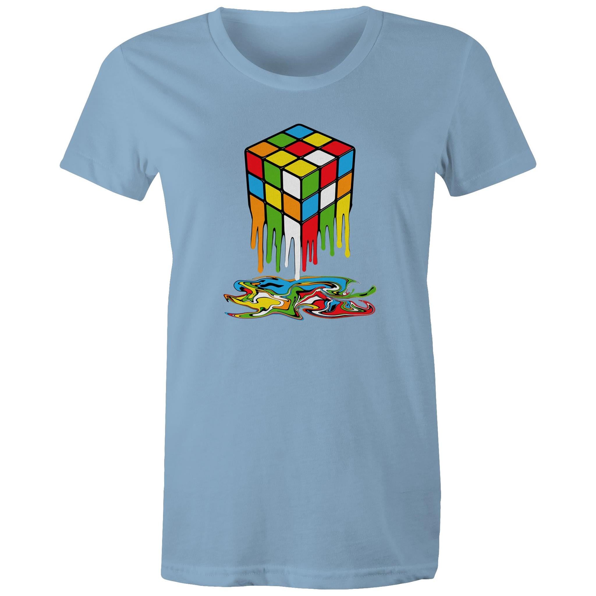 Melting Game Cube - Womens T-shirt Carolina Blue Womens T-shirt Games