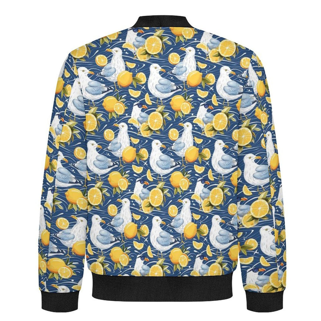 Lemon Seagull Men's Casual Zip‑Up Bomber Jacket