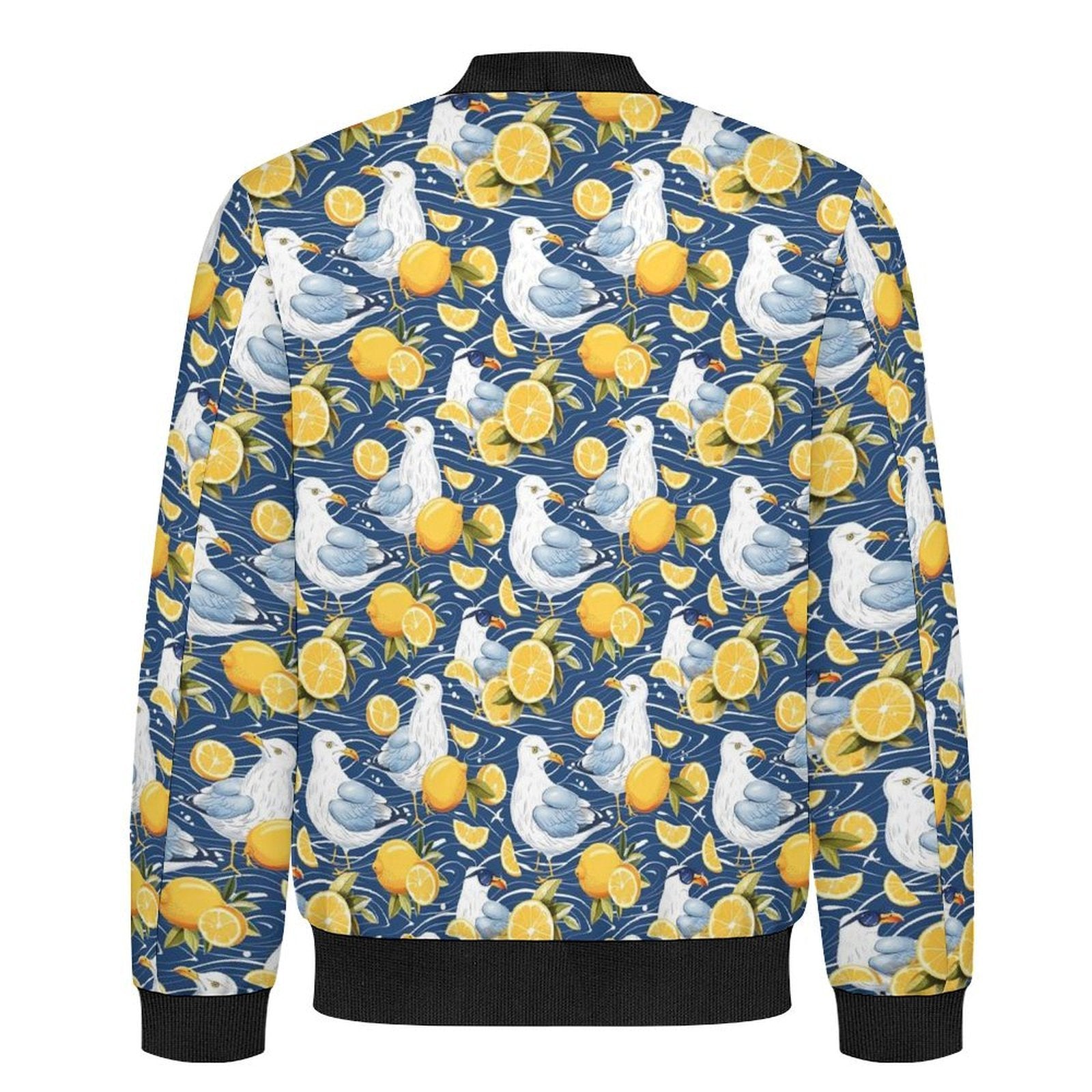 Lemon Seagull Men's Casual Zip‑Up Bomber Jacket