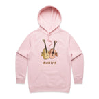 Guitars, Don't Fret - Womens Hoodie Pink Womens Hoodie Music Positivity Printed In Australia