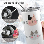 Cat Faces - 20oz Tall Skinny Tumbler with Lid and Straw