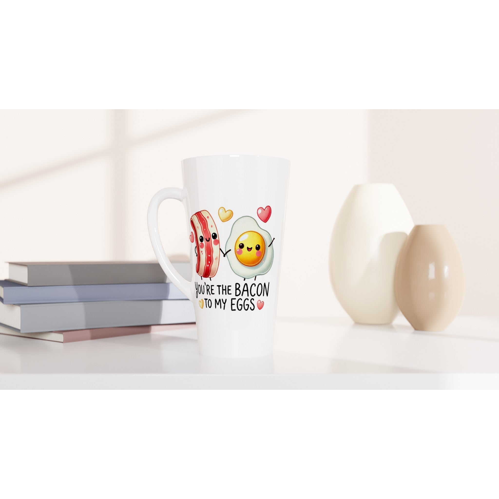 You're The Bacon To My Eggs, Valentine - White Latte 17oz Ceramic Mug Latte Mug