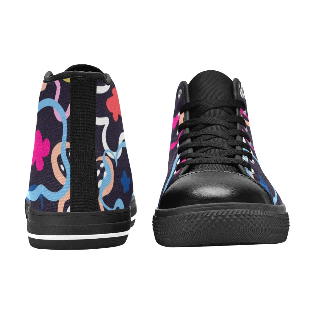 Floral In The Abstract - Men's High Top Canvas Shoes