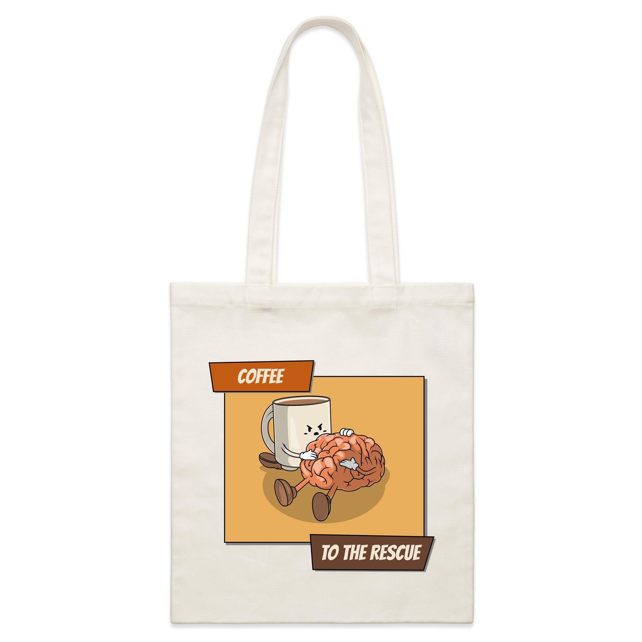 Coffee To The Rescue - Parcel Canvas Tote Bag Default Title Small Tote Bag Coffee Printed In Australia