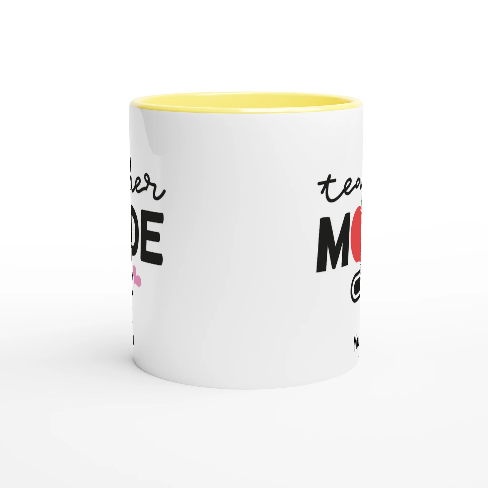 Personalise Teacher Mode On White 11oz Ceramic Mug with Color Inside Personalised 11oz Mug