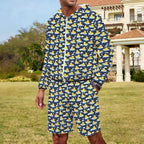 Rubber Ducks On Dark Men's Lightweight Sun Hoodie & Shorts Set Men's Lightweight Sun Hoodie & Shorts animal Printed Offshore