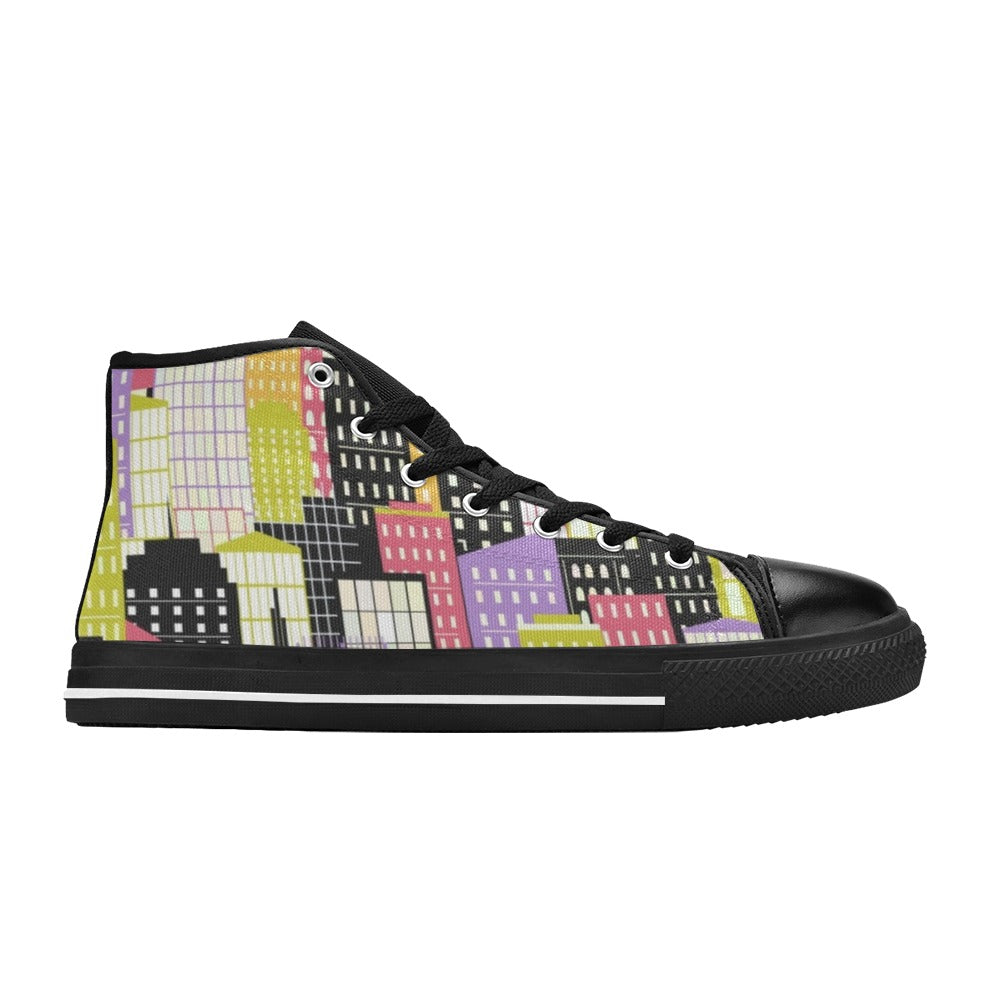 City Scape - Men's High Top Canvas Shoes