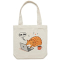 Cat Laptop, I'm OK Canvas Tote Bag Default Title Tote Bag animal Printed In Australia