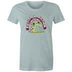 Fiction Addiction - Womens T-shirt Pale Blue Womens T-shirt Printed In Australia Reading