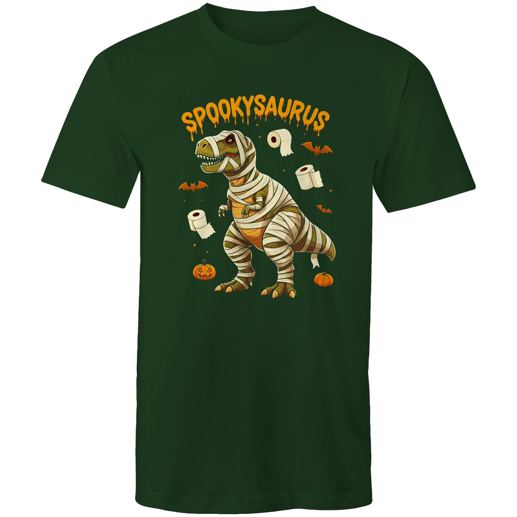 Spookysaurus, Halloween Dinosaur - Mens T-Shirt Forest Green Mens T-shirt Halloween Printed In Australia