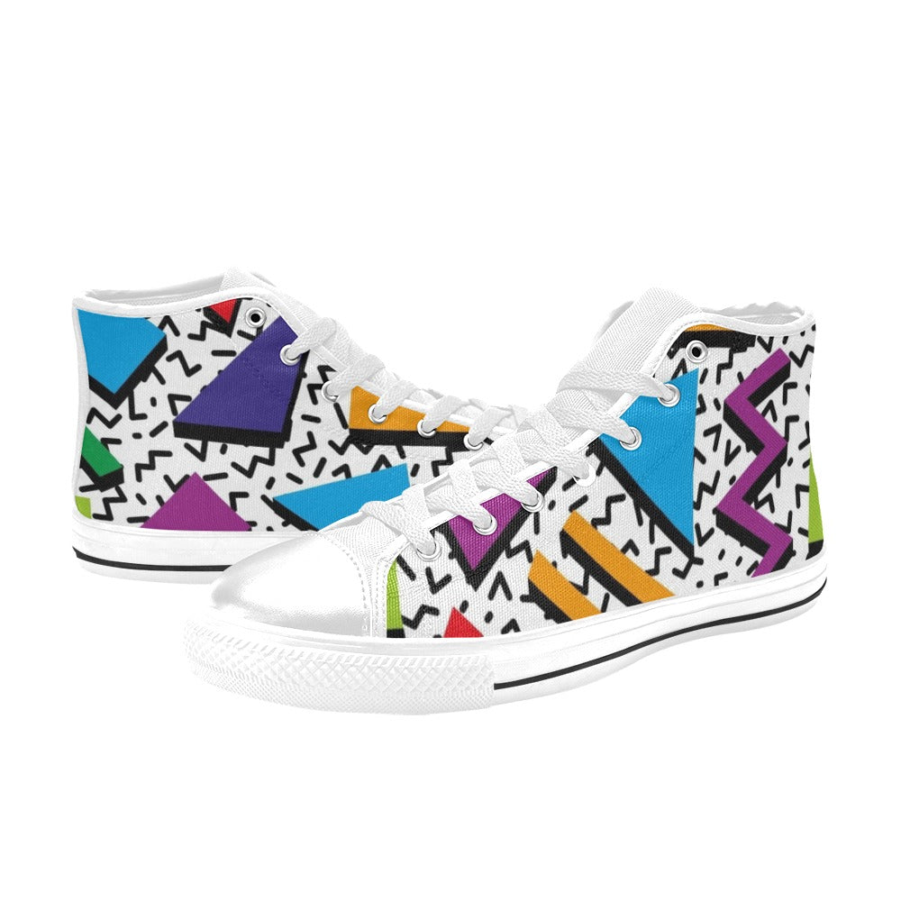 80's Abstract - Men's High Top Canvas Shoes Men's Classic High Top Canvas Shoes Printed Offshore Retro