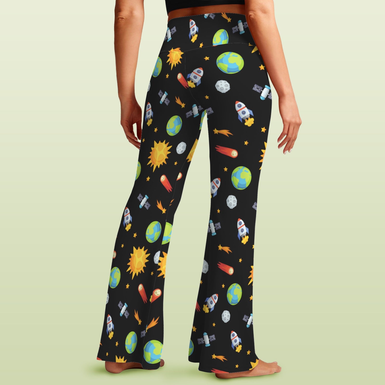Busy Space High Waist Crossover Tummy Control Flare Leggings High Waist Flare Leggings Printed Offshore Space