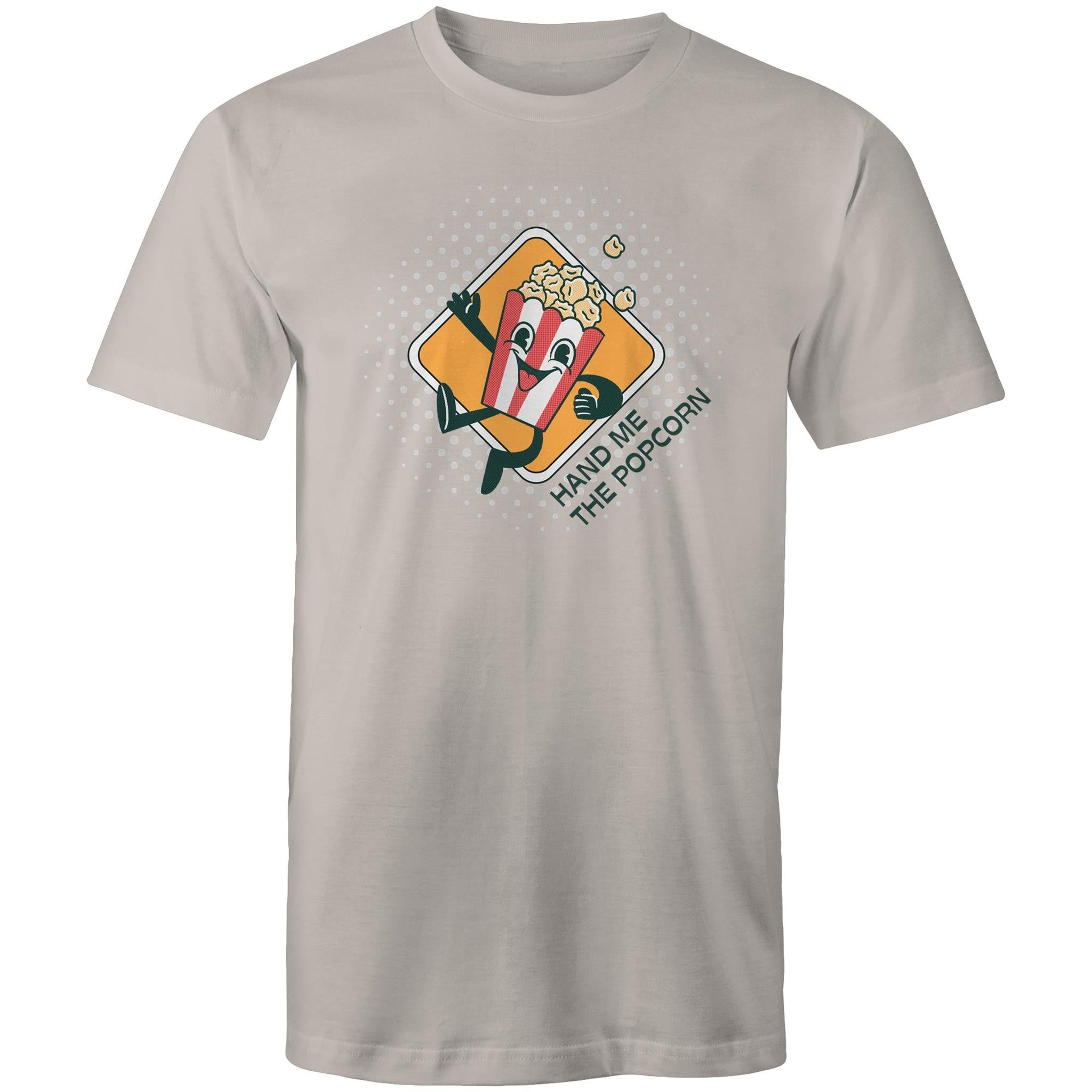 Hand Me The Popcorn - Mens T-Shirt Light Grey Mens T-shirt Food Funny Printed In Australia