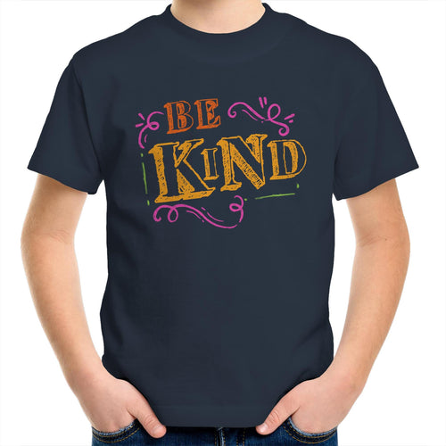 Be Kind - Kids Youth T-Shirt Navy Kids Youth T-shirt Kindness Printed In Australia