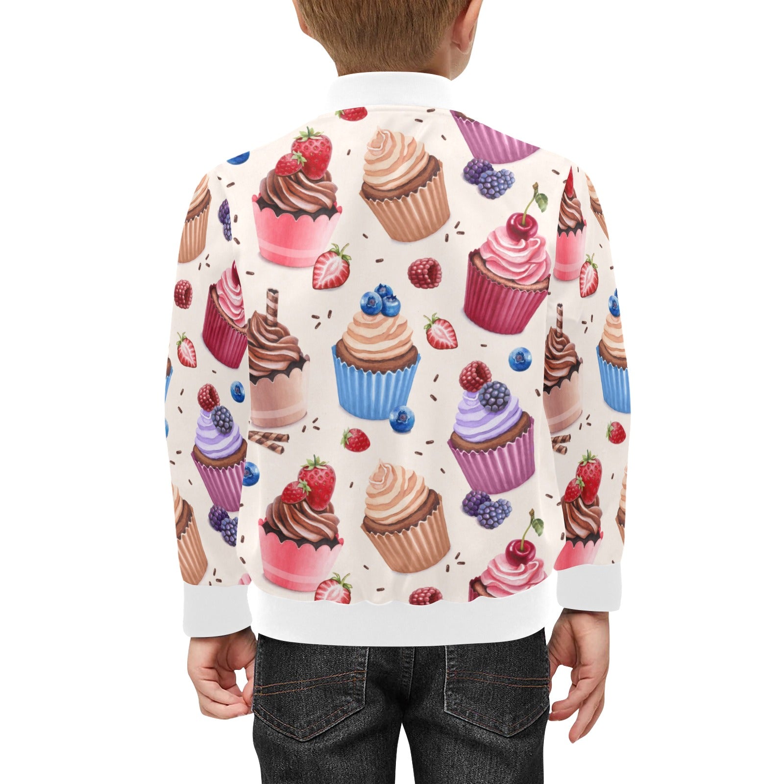 Cupcakes Kids Bomber Jacket Kids Bomber Jacket Food Printed Offshore