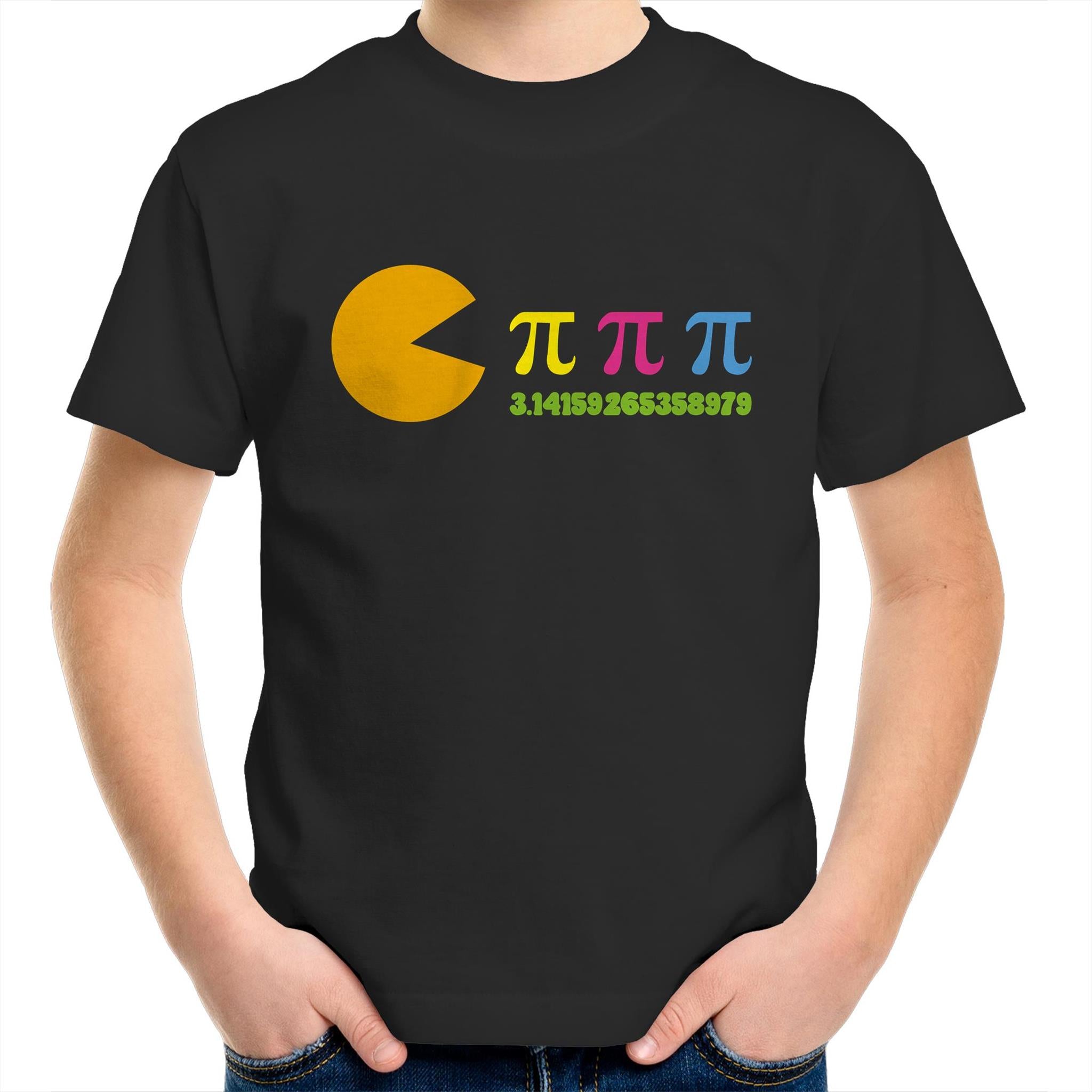 Hungry Pi - Kids Youth T-Shirt Black Kids Youth T-shirt Maths Printed In Australia Science
