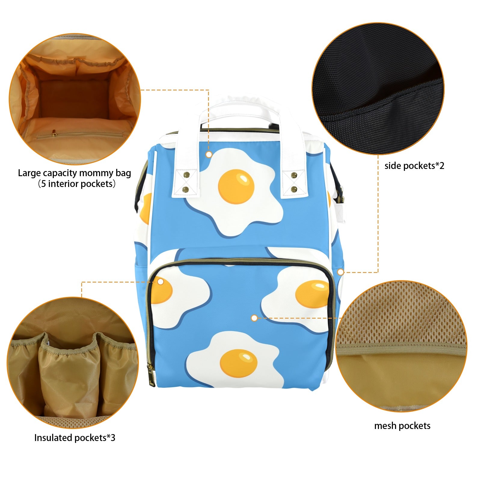 Fried Eggs - Multi-Function Backpack, Nappy / Diaper Bag