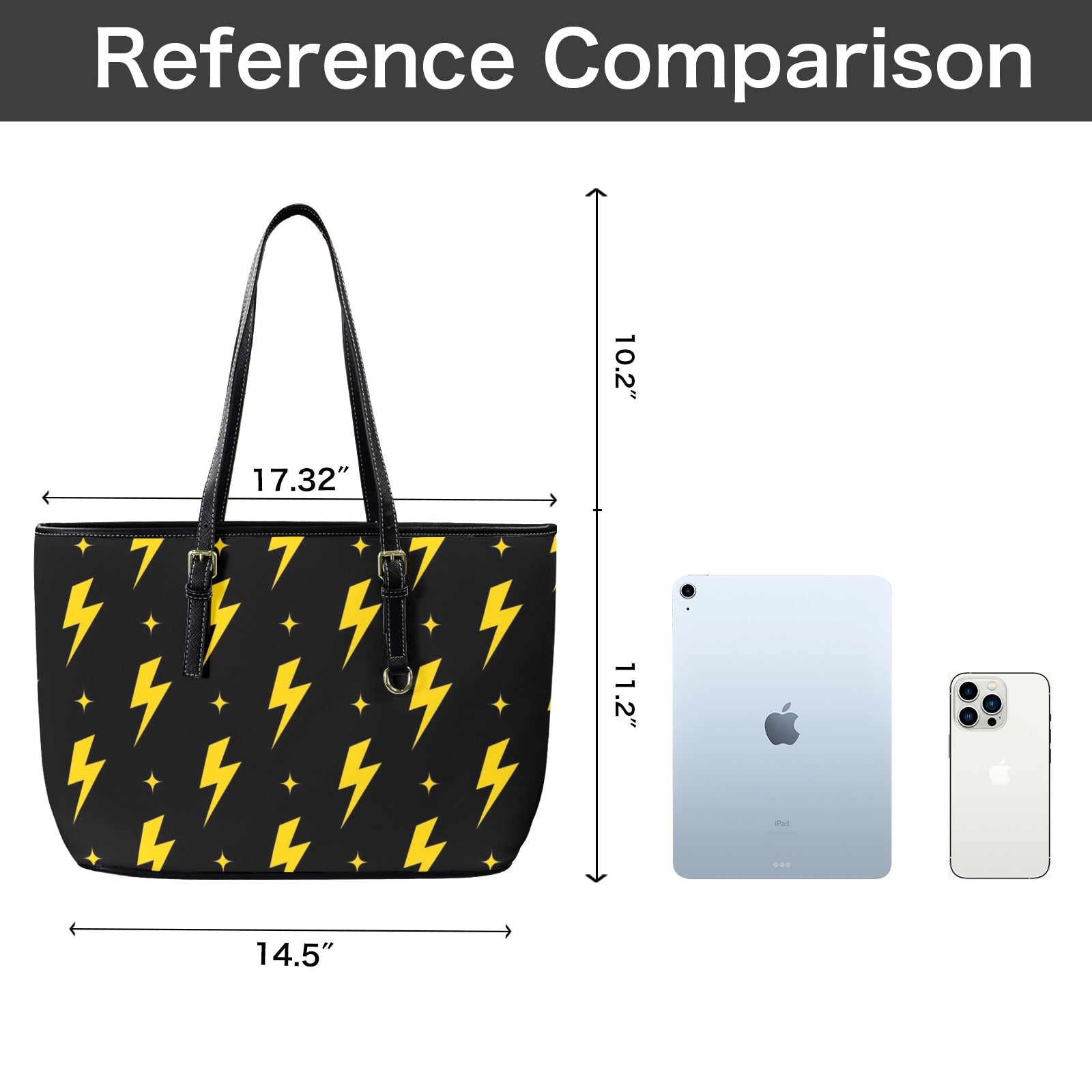 Yellow Lightning - Leather Tote Bag-Large