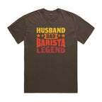 Husband, Dad, Barista, Legend AS Colour Heavy Faded Tee Unisex Faded brown Heavy Faded T-shirt Coffee Dad Printed In Australia