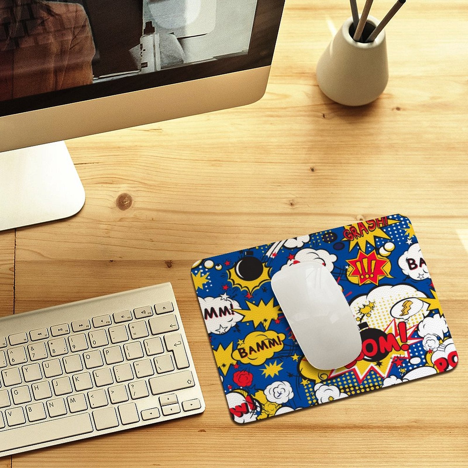 Blue Comic Book Leather Mouse Pad Leather Mouse Pad comic Printed Offshore