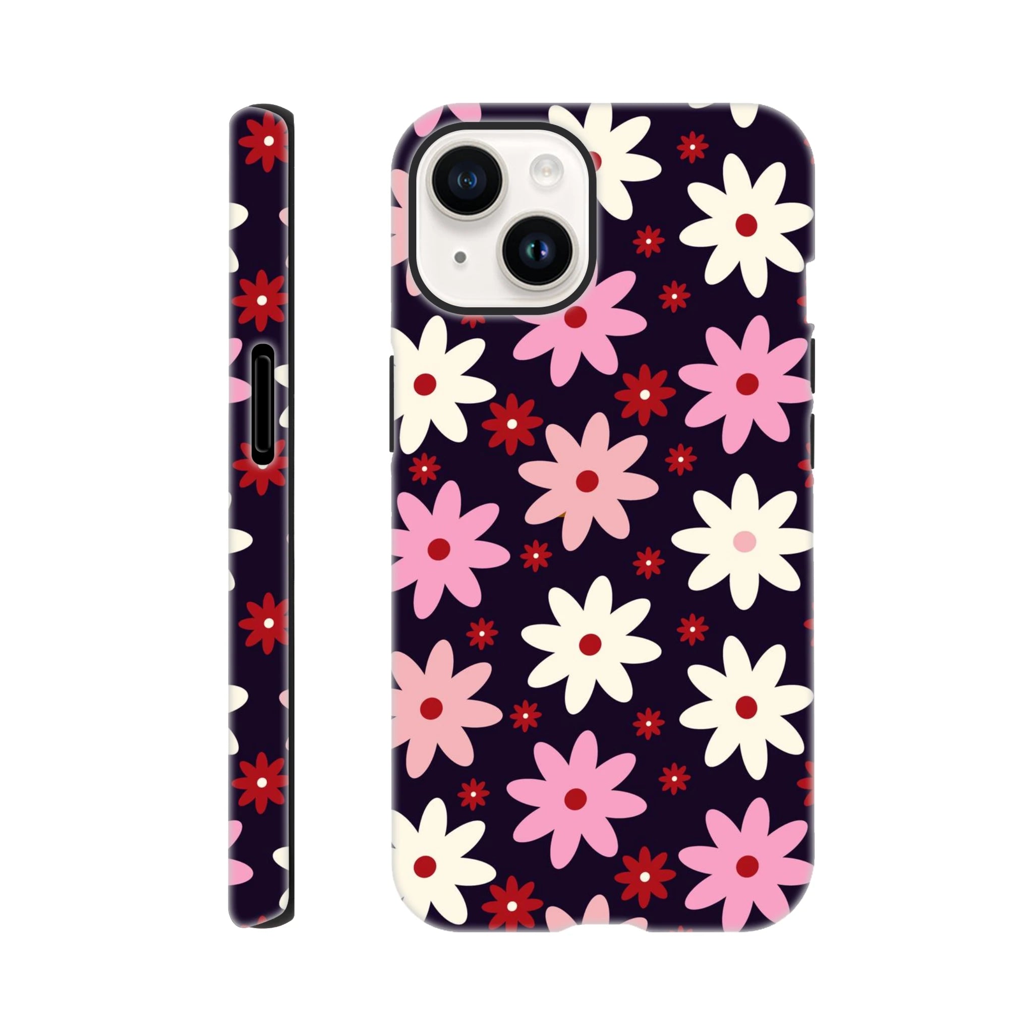 Pink Daisies On Black - Apple iPhone Tough case iPhone 14 iPhone Tough Case Globally Fulfilled Plants