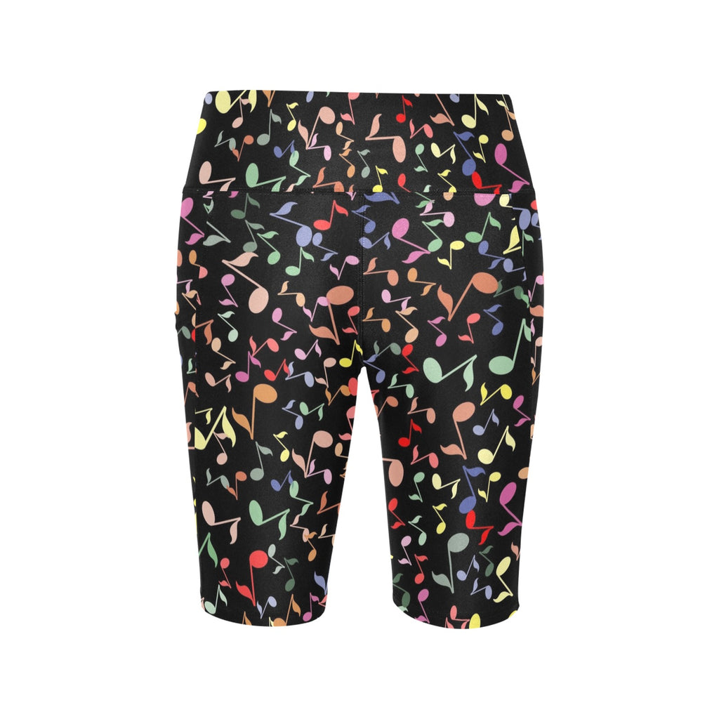 Quavers, Music Notes Women's Bike Shorts With Side Pockets Women's Bike Shorts Music Printed Offshore