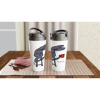 Wake Up, Coffee Rabbit - White 15oz Stainless Steel Travel Mug Travel Mug animal Coffee Globally Fulfilled