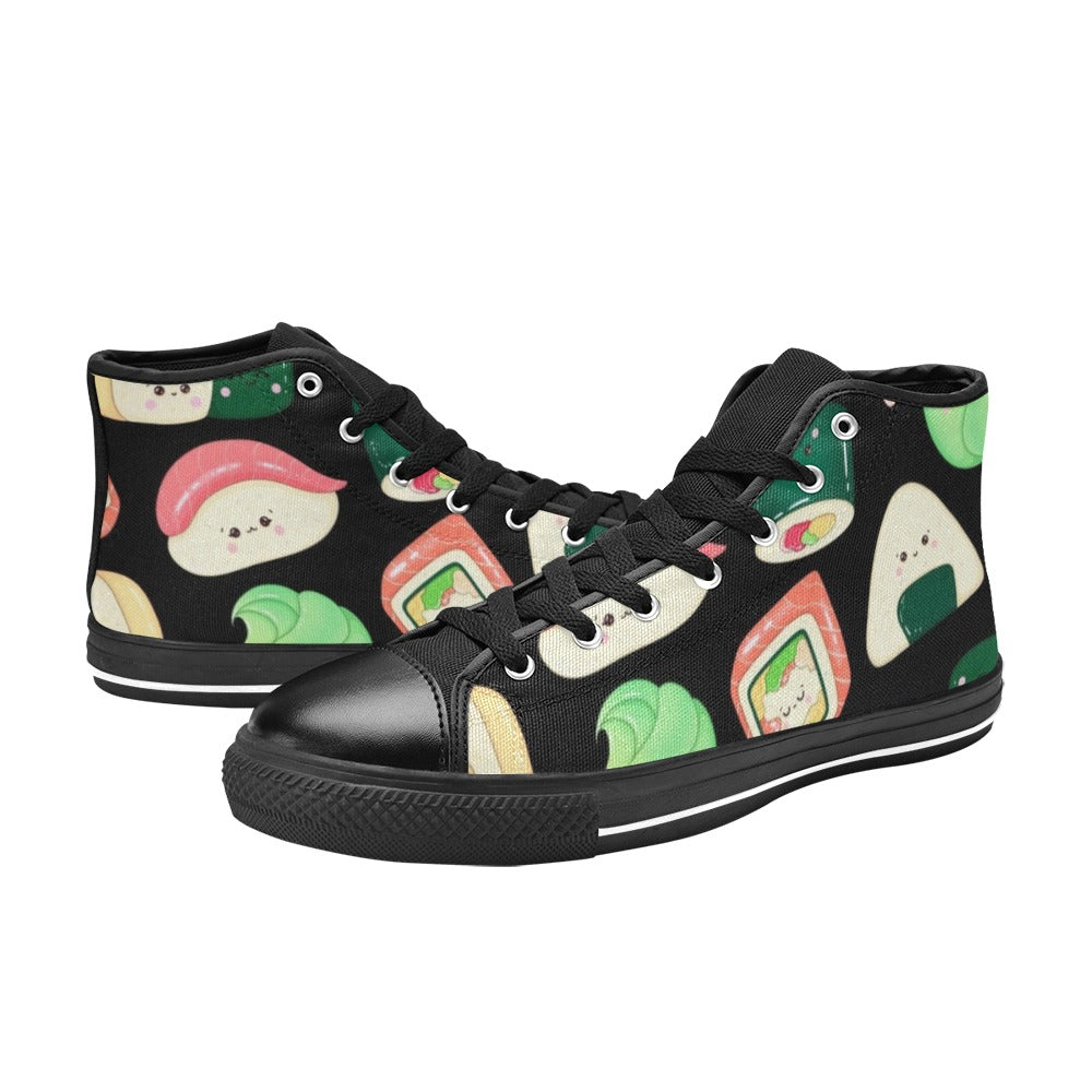 Happy Sushi - Kids High Top Canvas Shoes