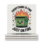 Skip Bin / Dumpster Fire Ceramic Coasters white Ceramic Coasters Printed Offshore