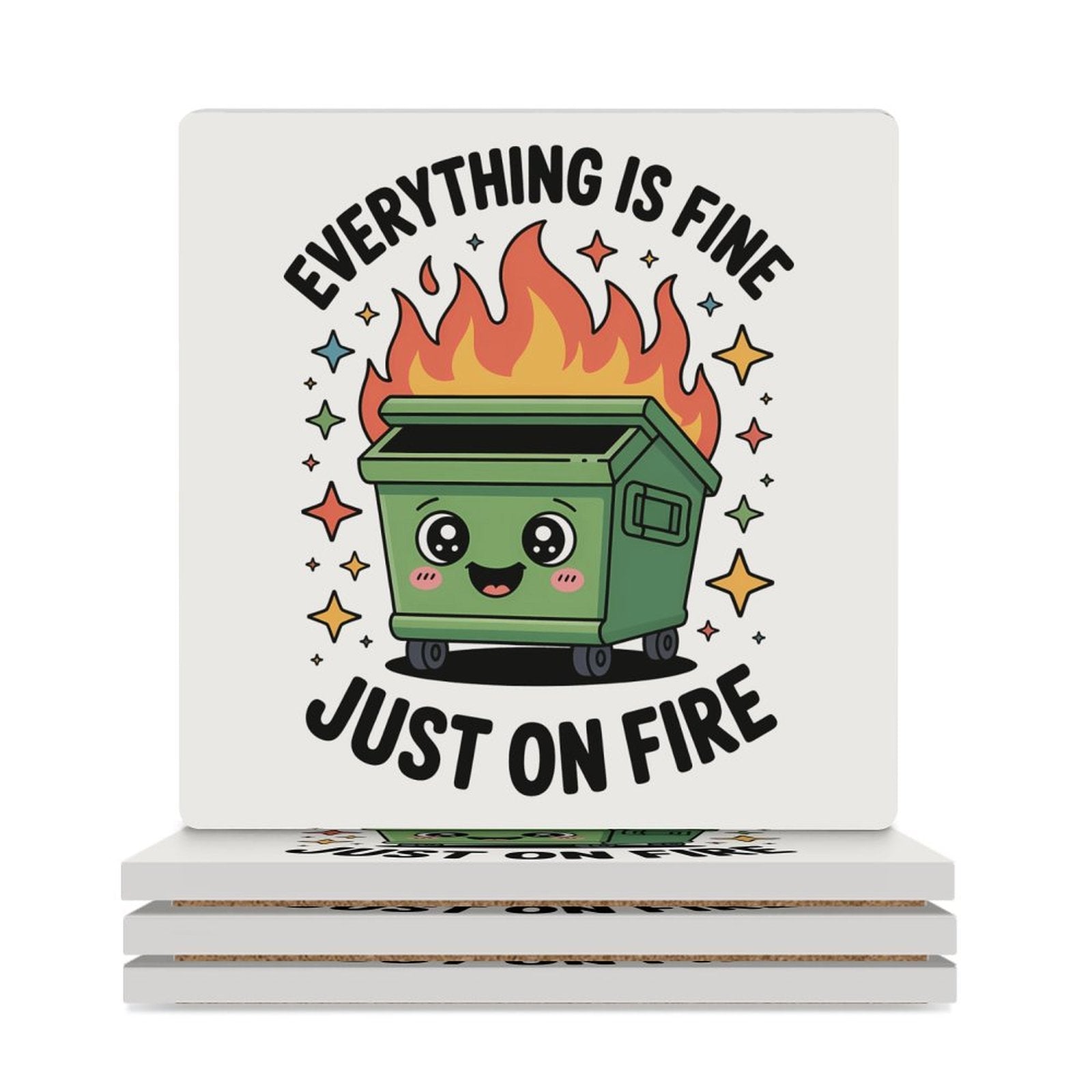 Skip Bin / Dumpster Fire Ceramic Coasters white Ceramic Coasters Printed Offshore