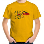 I'm The Bomb, Atom - Kids Youth T-Shirt Gold Kids Youth T-shirt Printed In Australia Science