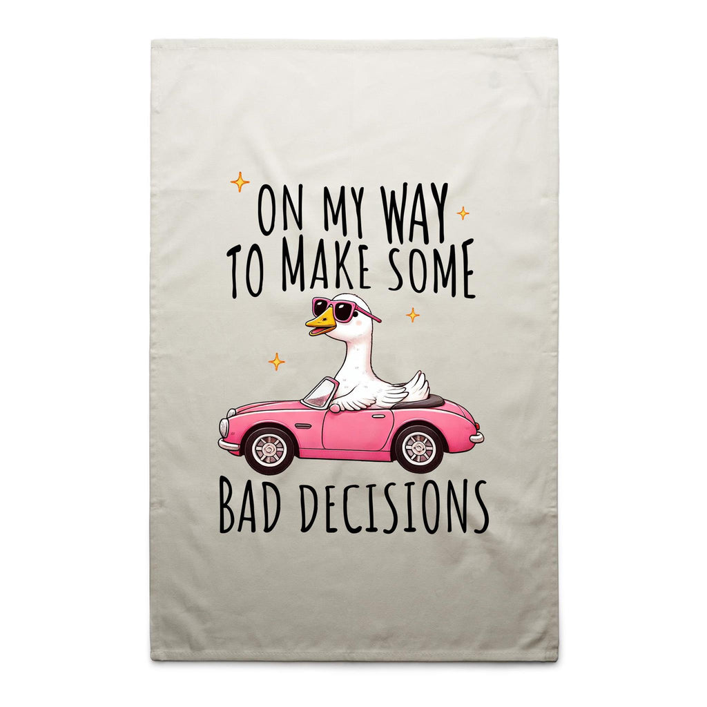 On My Way To Make Some Bad Decisions - AS Colour Tea Towel Cream One Size Tea Towel animal Printed In Australia