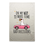 On My Way To Make Some Bad Decisions - AS Colour Tea Towel Cream One Size Tea Towel animal Printed In Australia