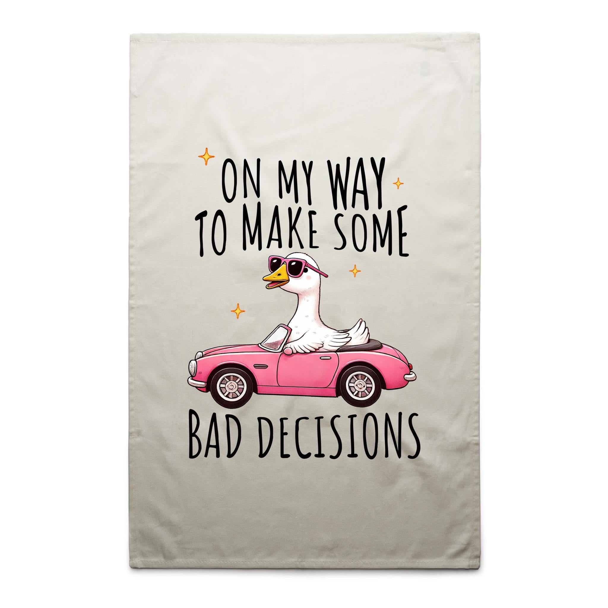 On My Way To Make Some Bad Decisions - AS Colour Tea Towel Cream One Size Tea Towel animal Printed In Australia