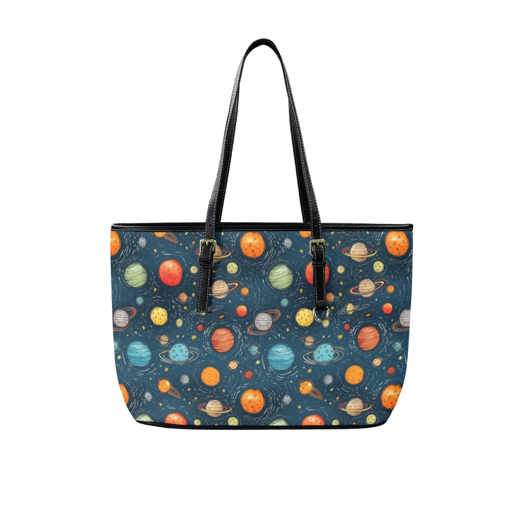 Galaxy - Leather Tote Bag-Large