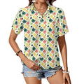Tropical Pineapple Women's Short-Sleeve Button Up Shirt white Women's Short-Sleeve Button Up Shirt Food Printed Offshore