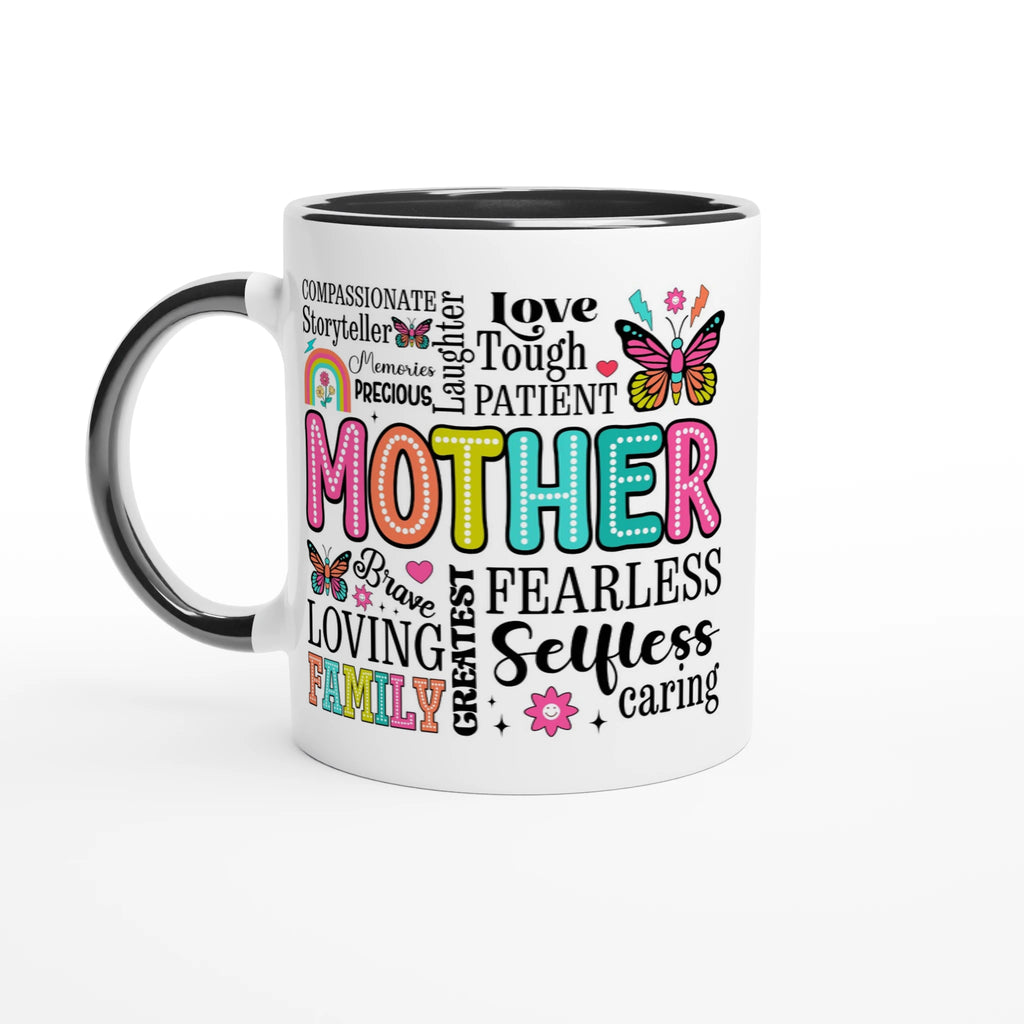 Mother Word Cloud - White 11oz Ceramic Mug with Colour Inside Ceramic Black Colour 11oz Mug Globally Fulfilled Mum