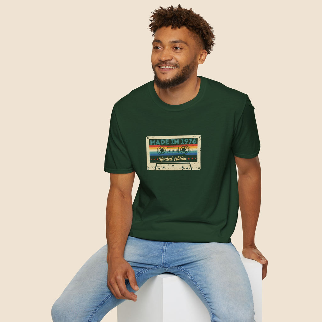 Turning 50, Made in 1976 Cassette Tape Unisex T-Shirt Unisex Adult T-shirt Birthday Globally Fulfilled