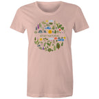 Stay Natural - Womens T-shirt Pale Pink Womens T-shirt Plants Printed In Australia